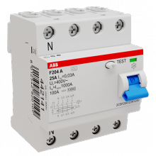 ABB - Electrification F204A-25/0.03L - RCD F200 3P+N 25A 30MA LEFT N 1=100