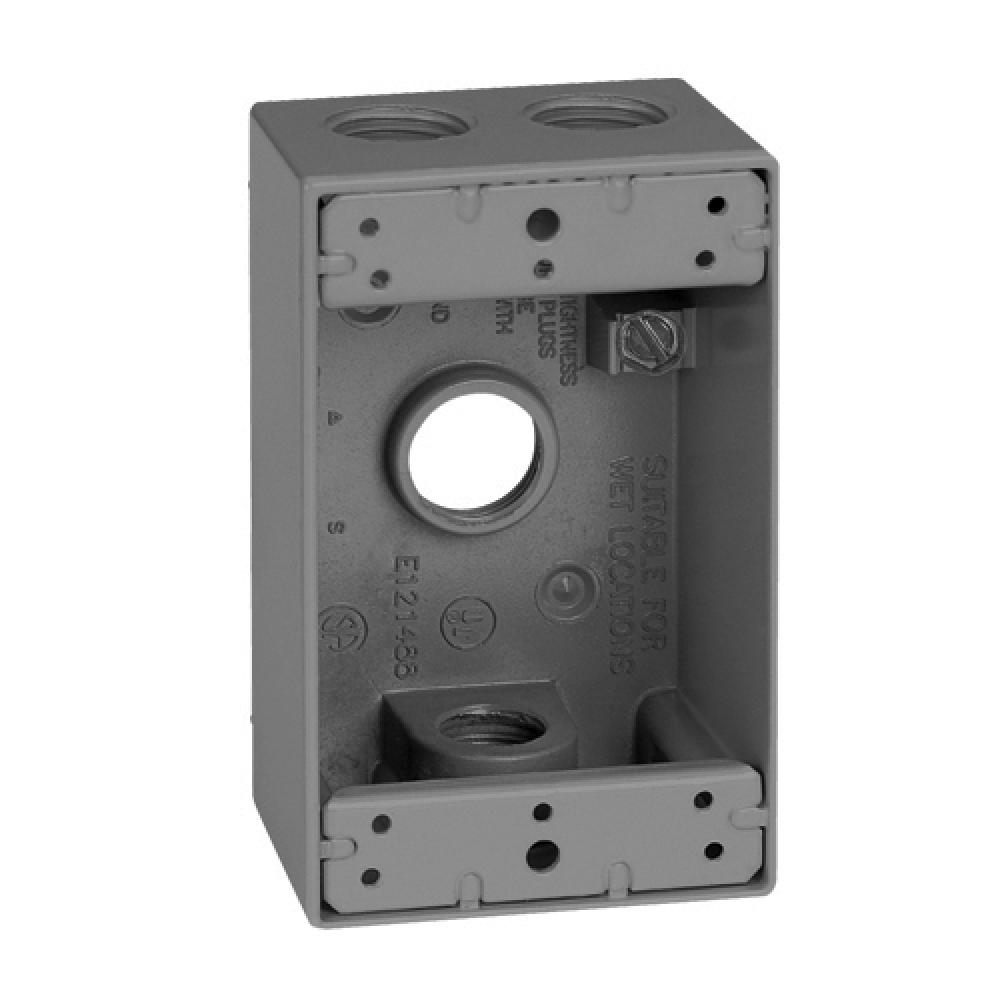 1 GANG BOX 4 1/2 IN HUBS GRY