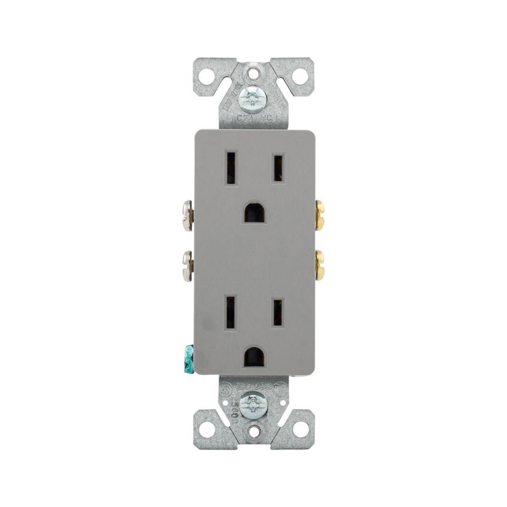 Recp Deco Duplex 15A 125V 2P3W GY