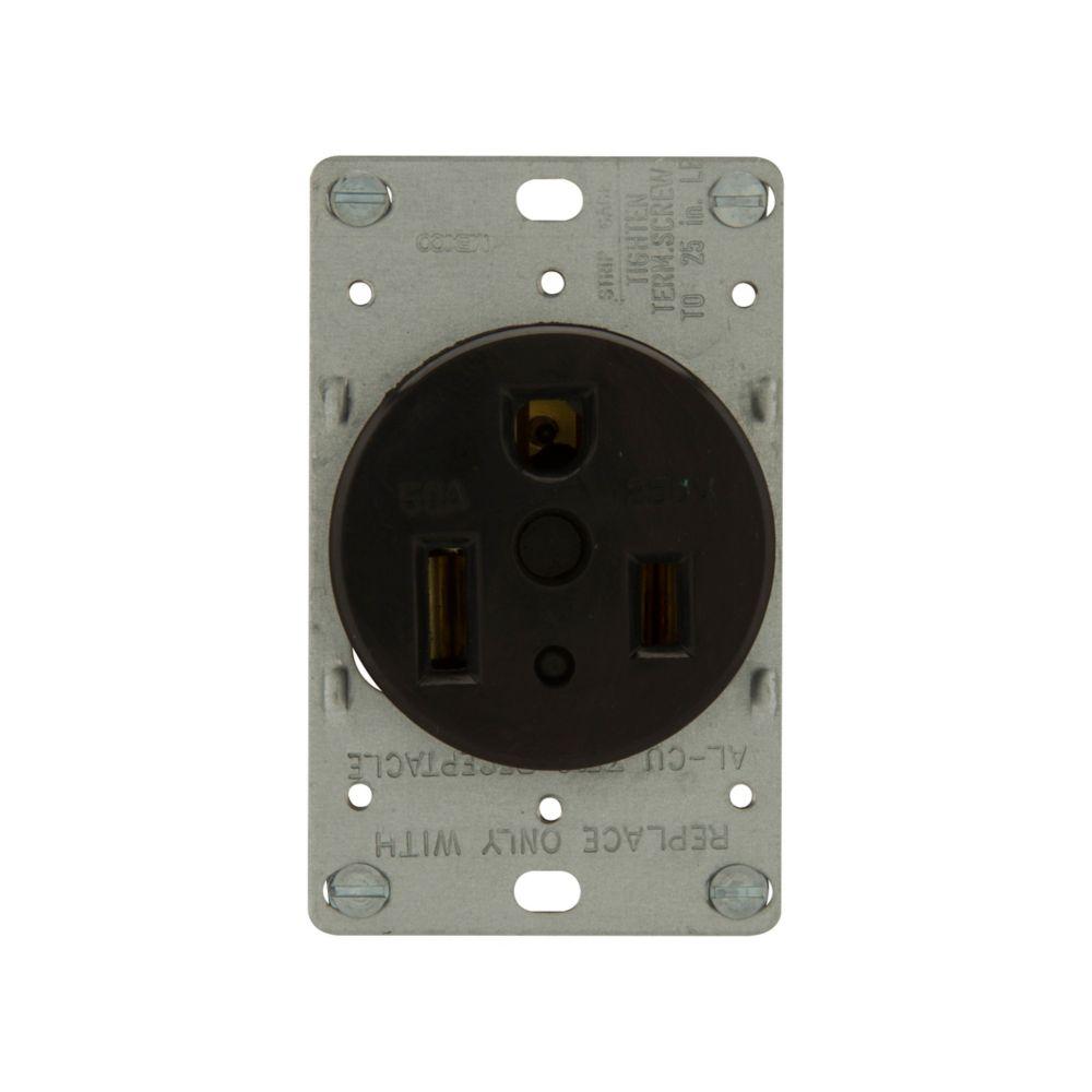 Recp Single Flush 50A 250V 2P3W BK