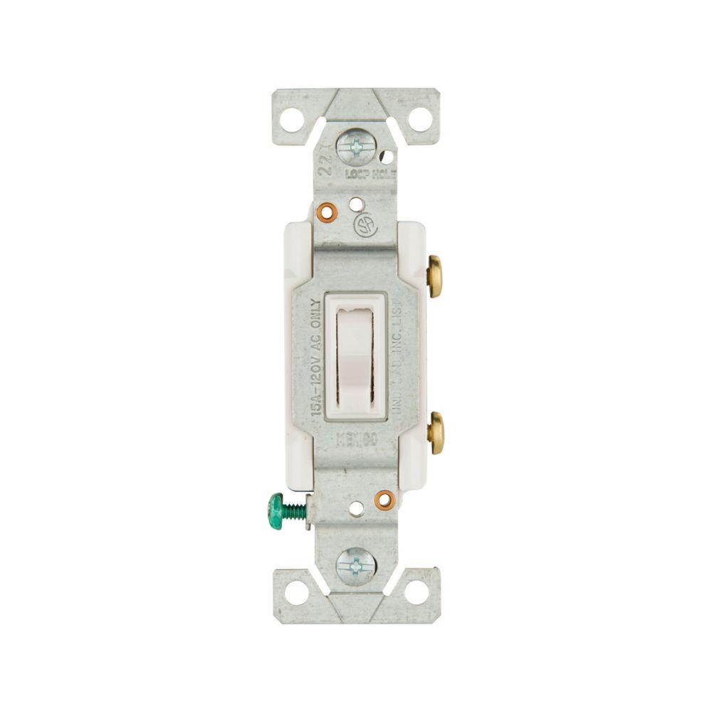 Switch Toggle SP  LT 15A 120V Grd WH