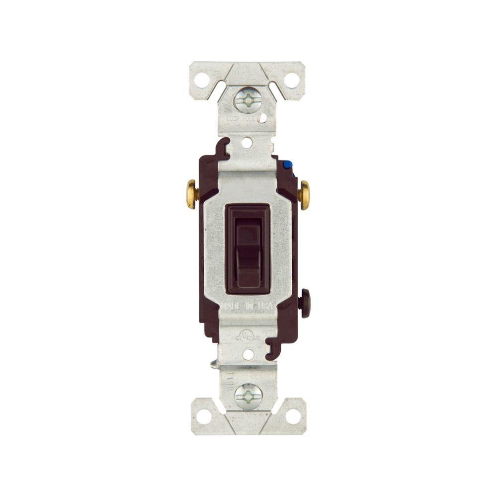 Switch Toggle 3Way 15A 120V NonGrd BR