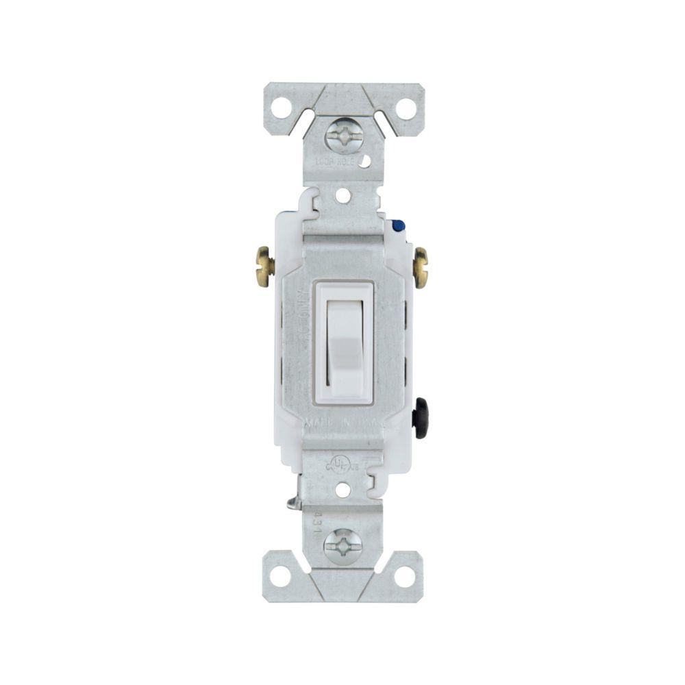 Switch Toggle 3Way 15A 120V NonGrd WH