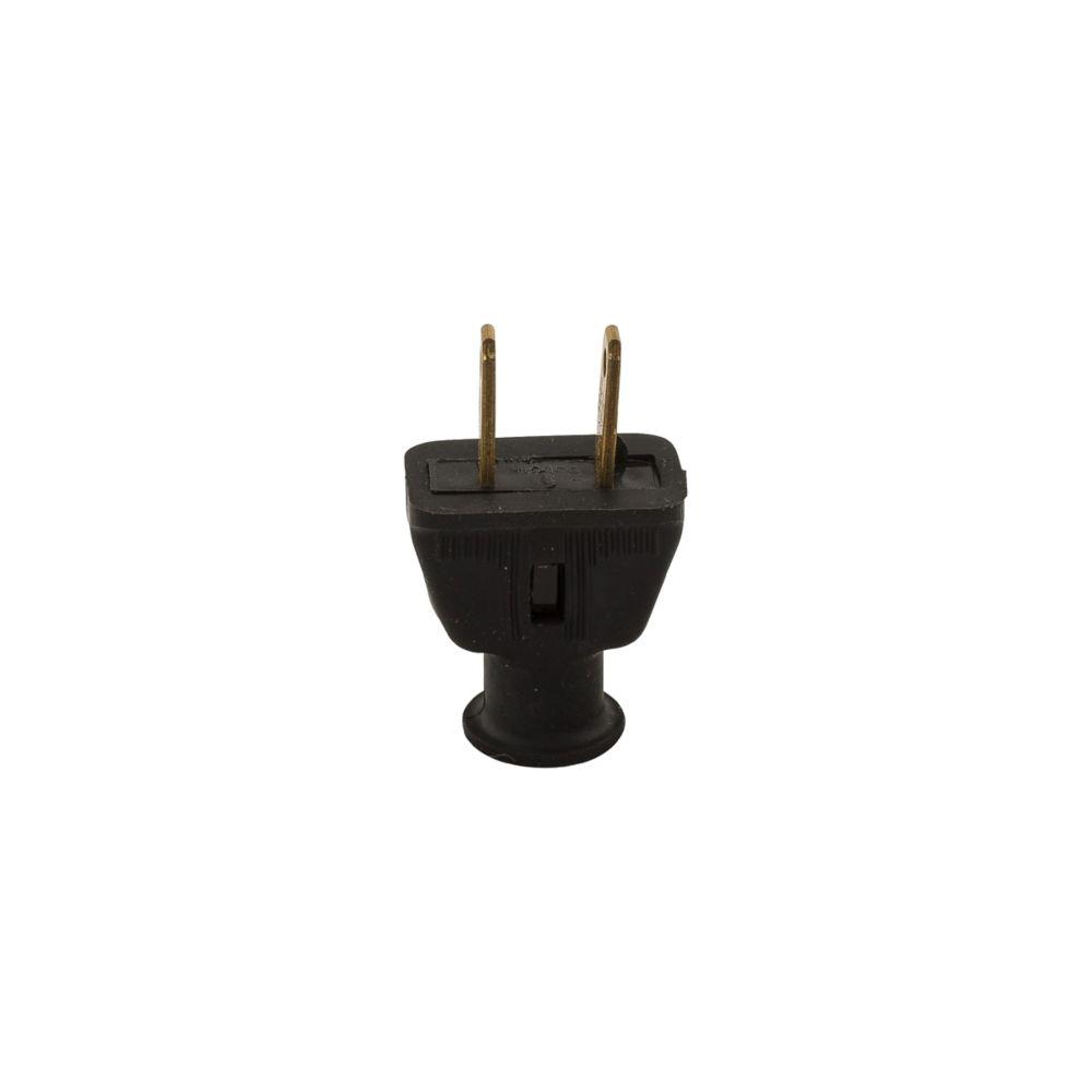 Plug Rubber 15A125V 2P2W Str  Non-Pol BK