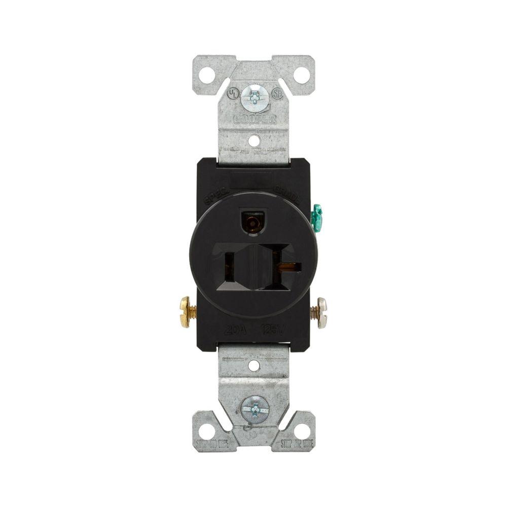 Recp Single 20A 125V 2P3W Swire BK