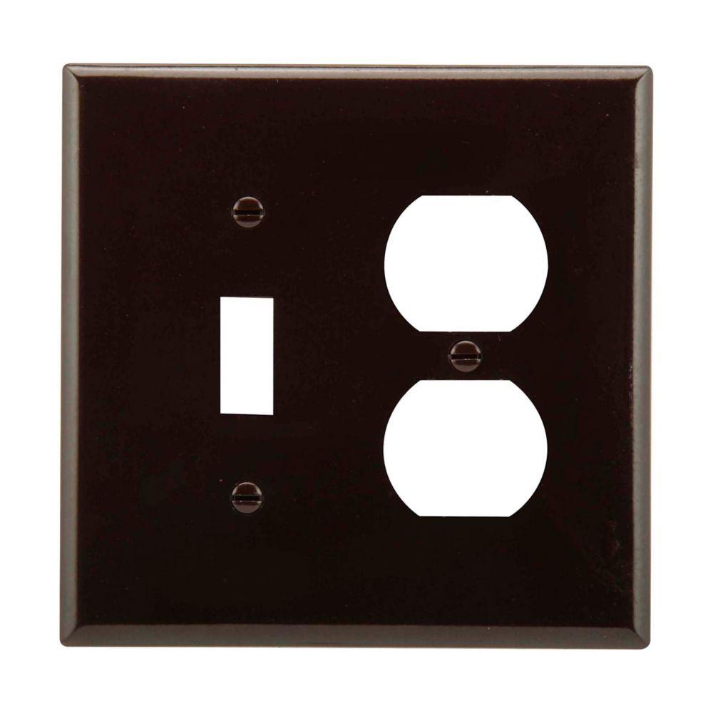 Wallplate 2G Toggle/Duplex Thrmst Mid BR
