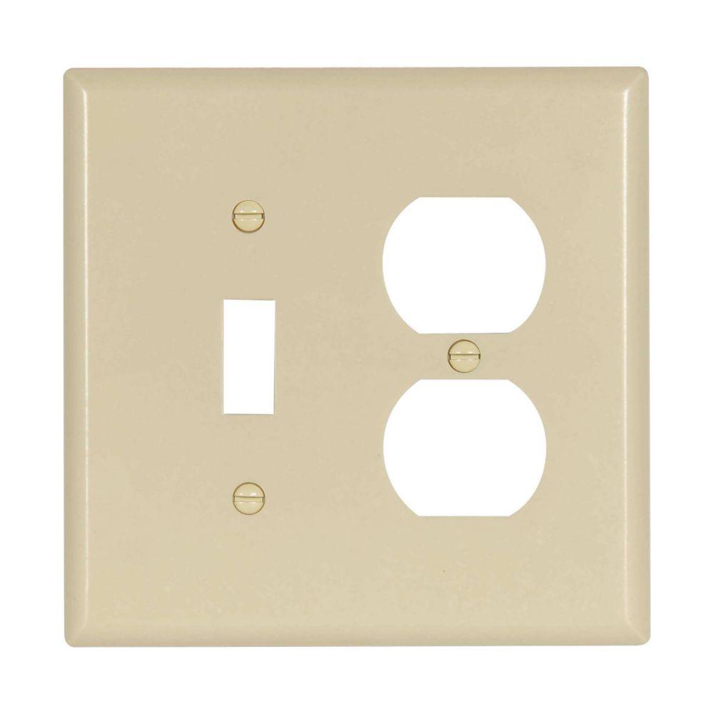 Wallplate 2G Toggle/Duplex Thrmst Mid IV
