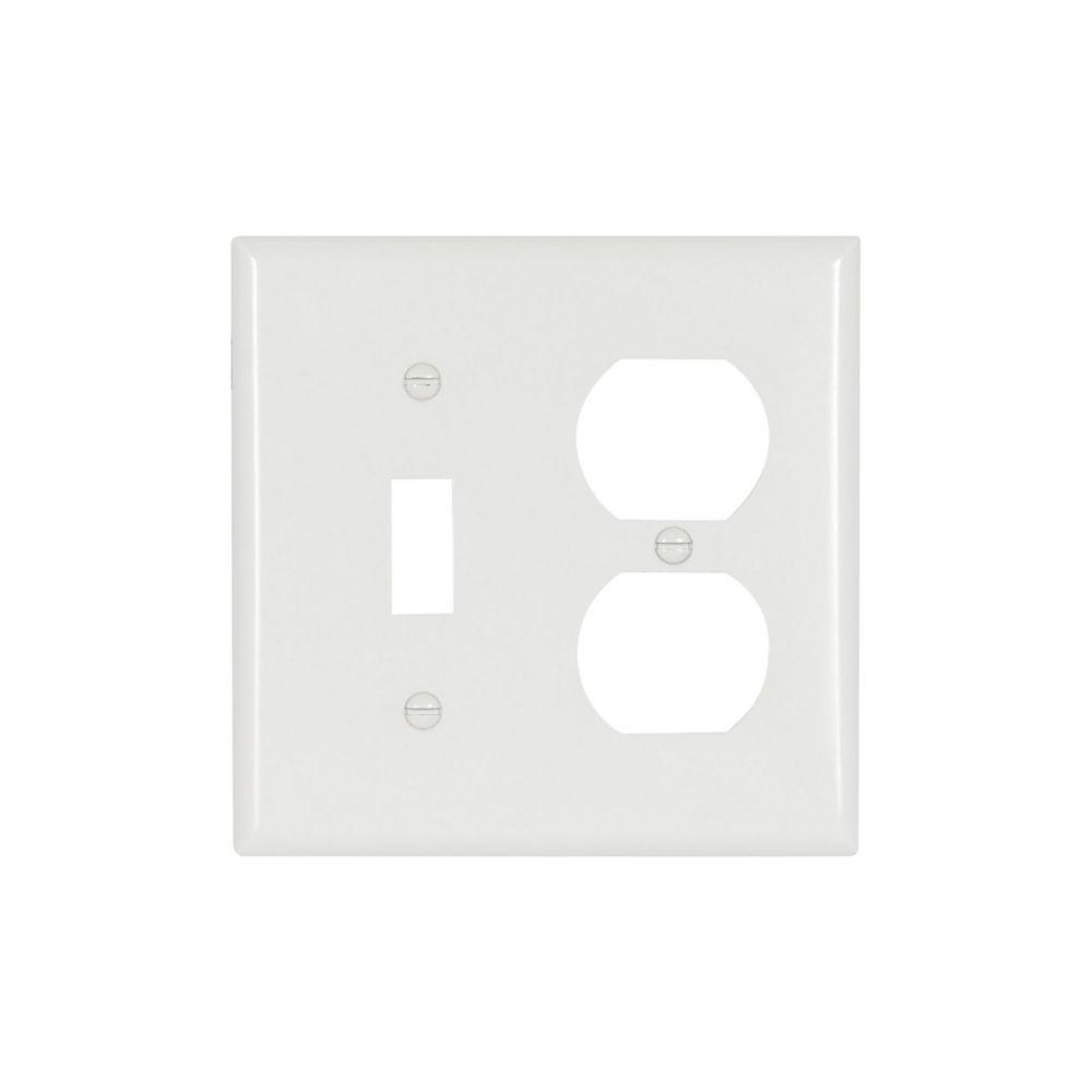 Wallplate 2G Toggle/Duplex Thrmst Std WH