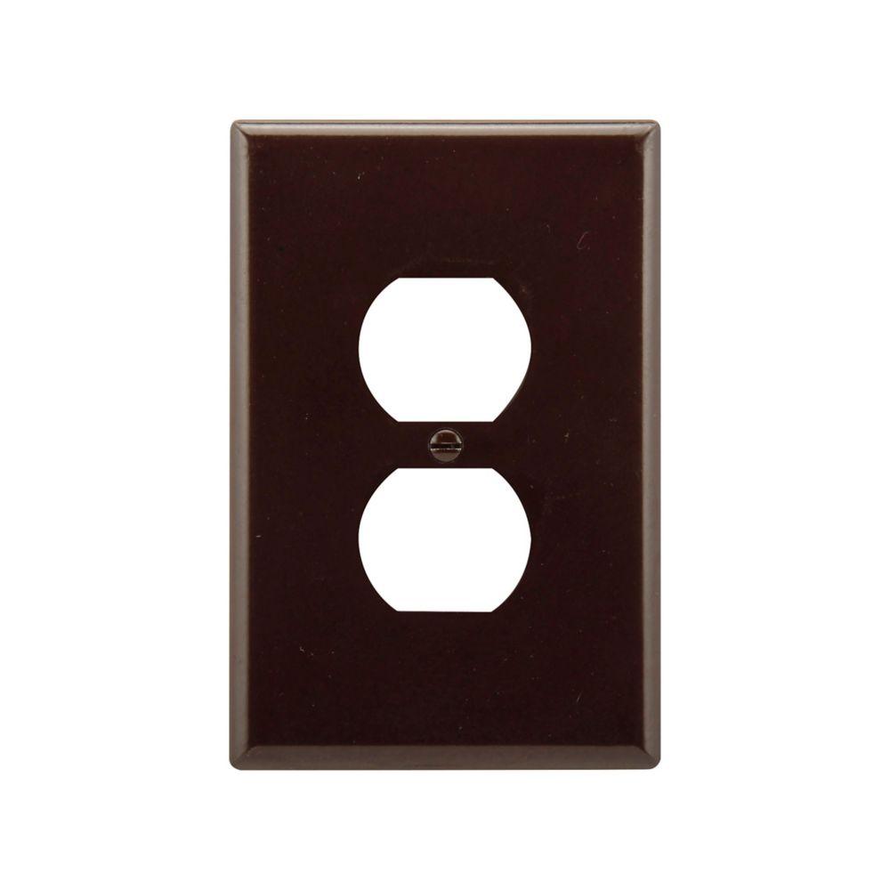 Wallplate 1G Dup Recp Thermoset Ovr BR