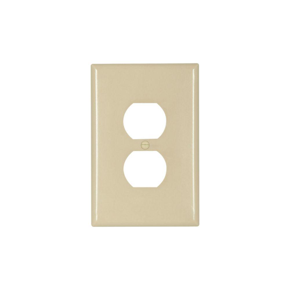 Wallplate 1G Dup Recp Thermoset Ovr IV