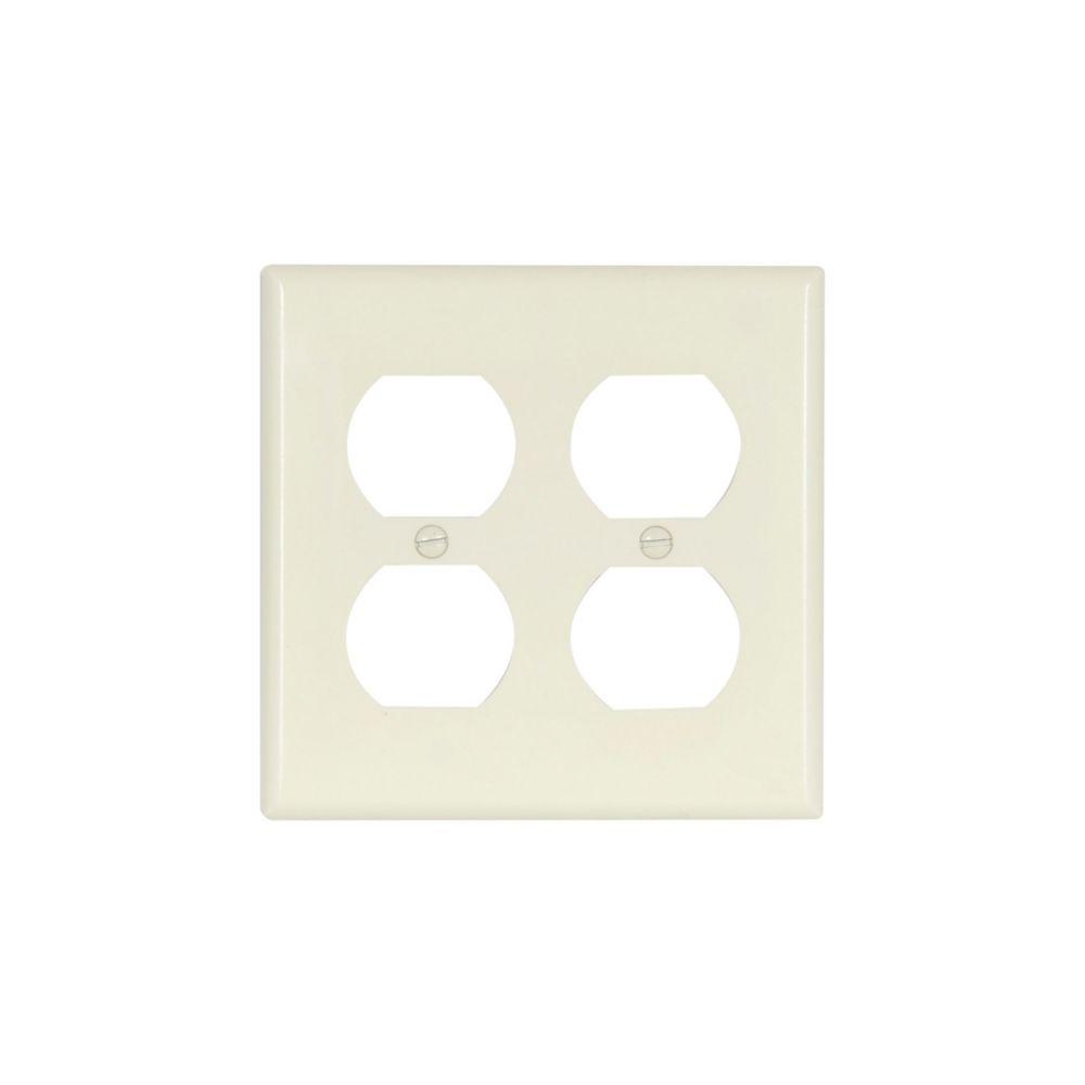 Wallplate 2G Dup Recp Thermoset Std AL