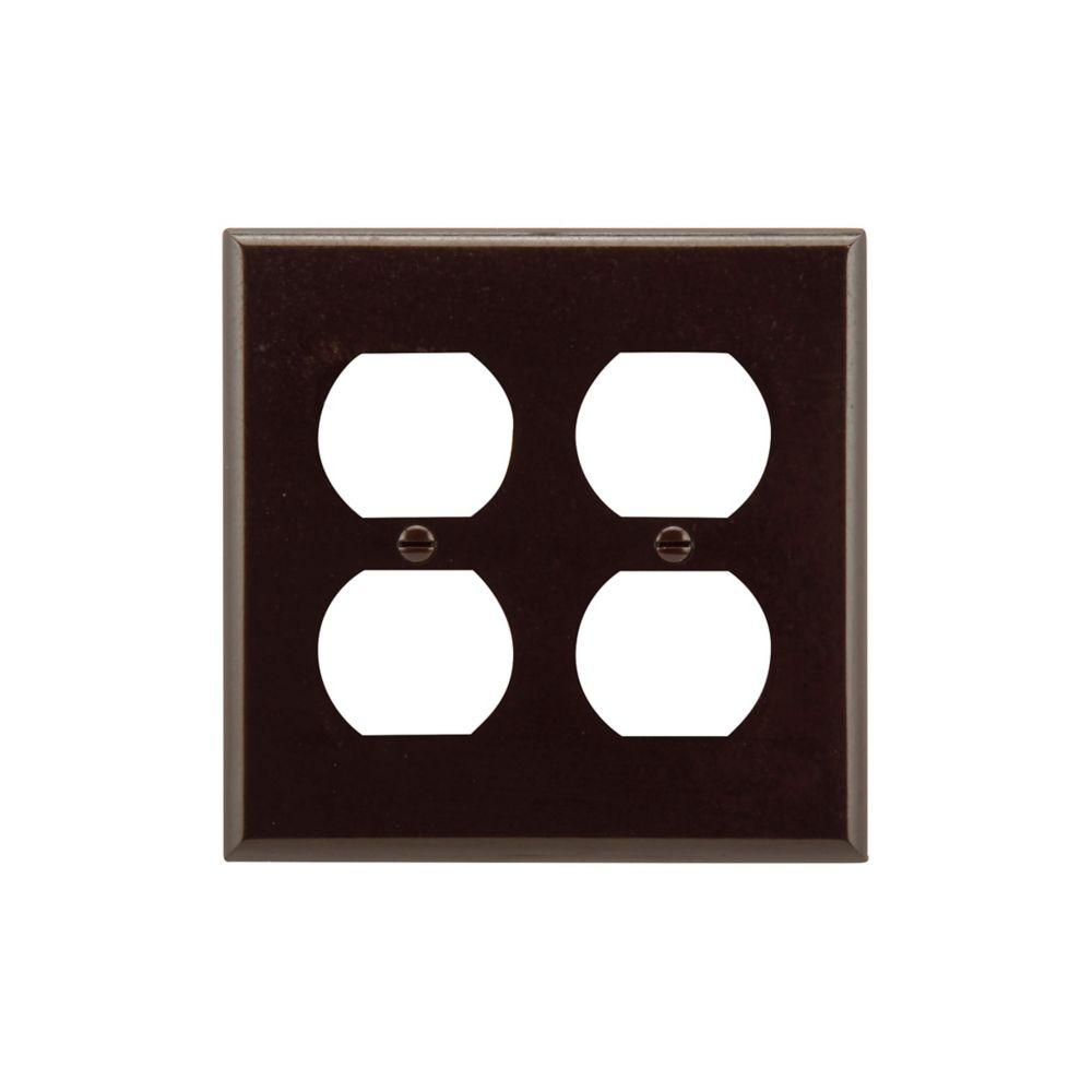 Wallplate 2G Dup Recp Thermoset Std BR