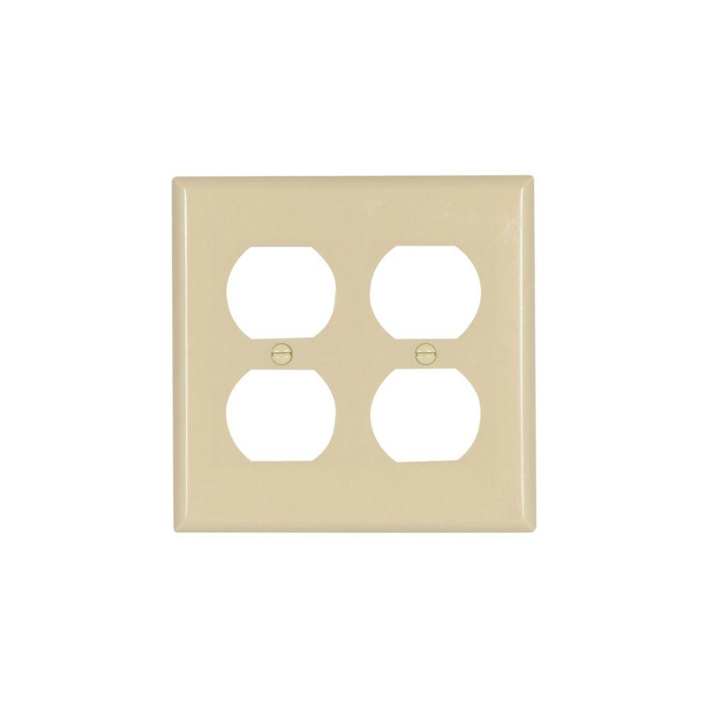 Wallplate 2G Dup Recp Thermoset Std IV