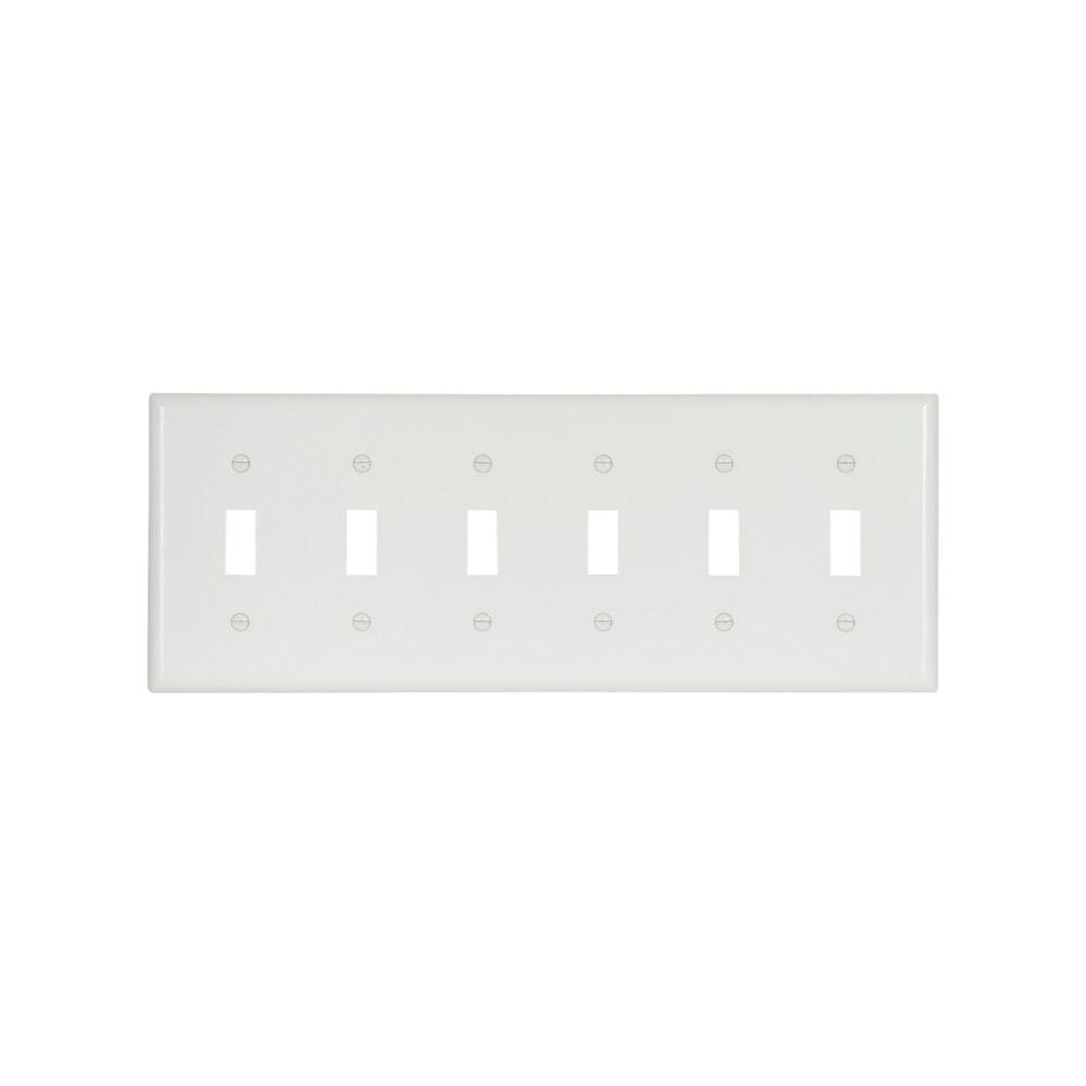 Wallplate 6G Toggle Thermoset Std WH