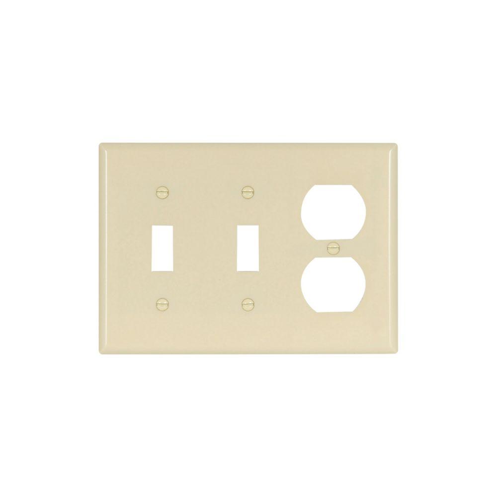 Wallplate 3G 2Tog/Dup Thermoset Std IV
