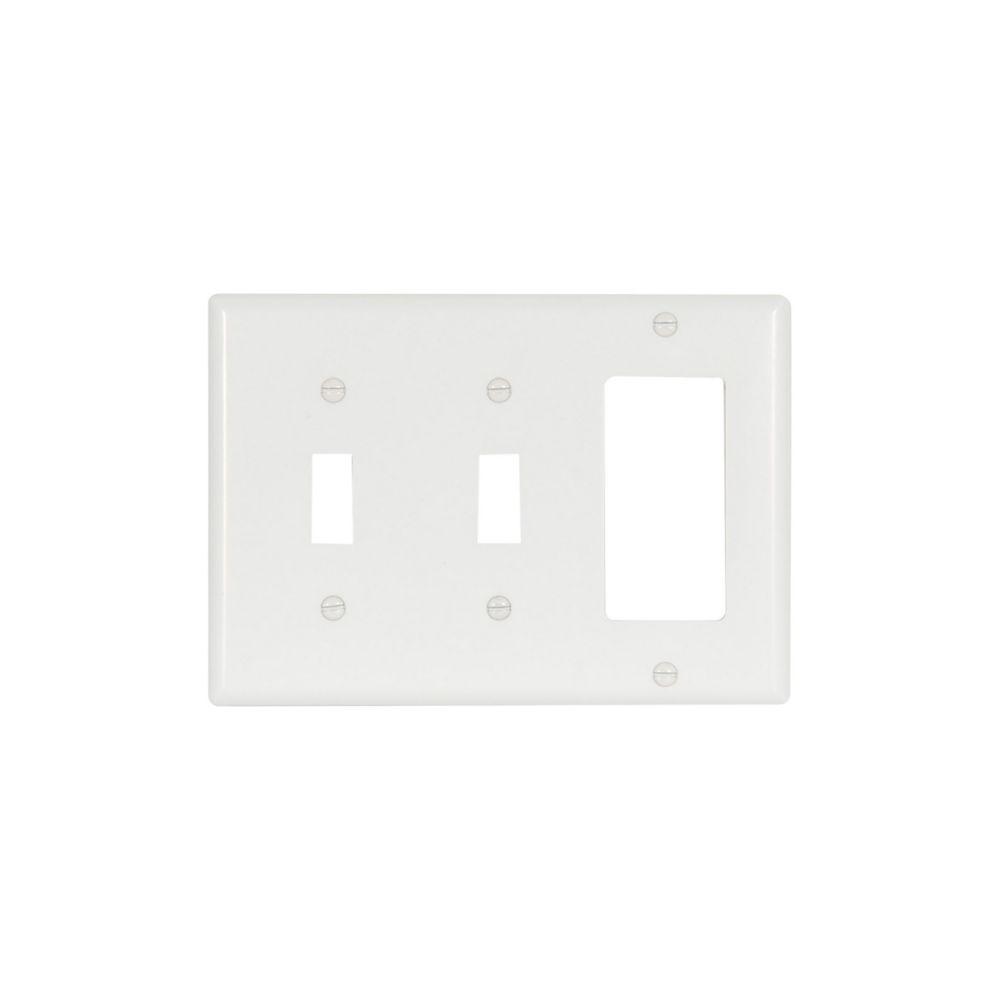 Wallplate 3G 2Tog/Deco Thermoset Std WH