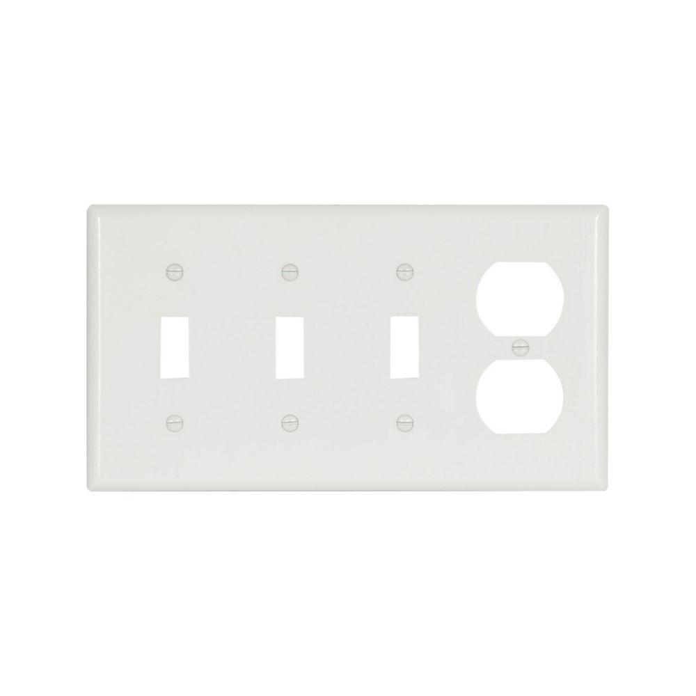 Wallplate 4G 3Tog/Dup Thermoset Std WH