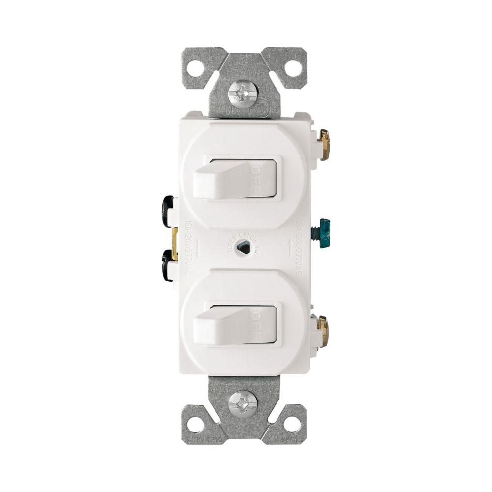 Switch Duplex Comb SP/SP 15A 120V WH