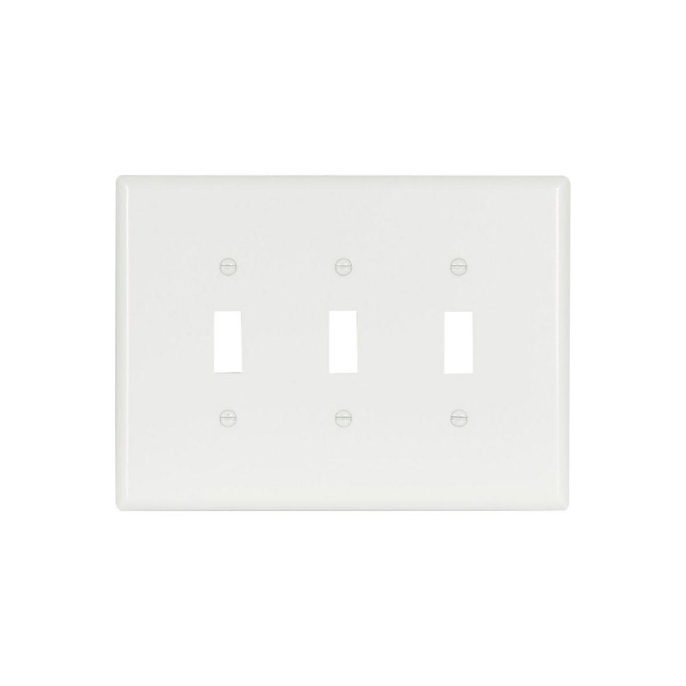 Wallplate 3G Toggle Thermoset Ovr WH