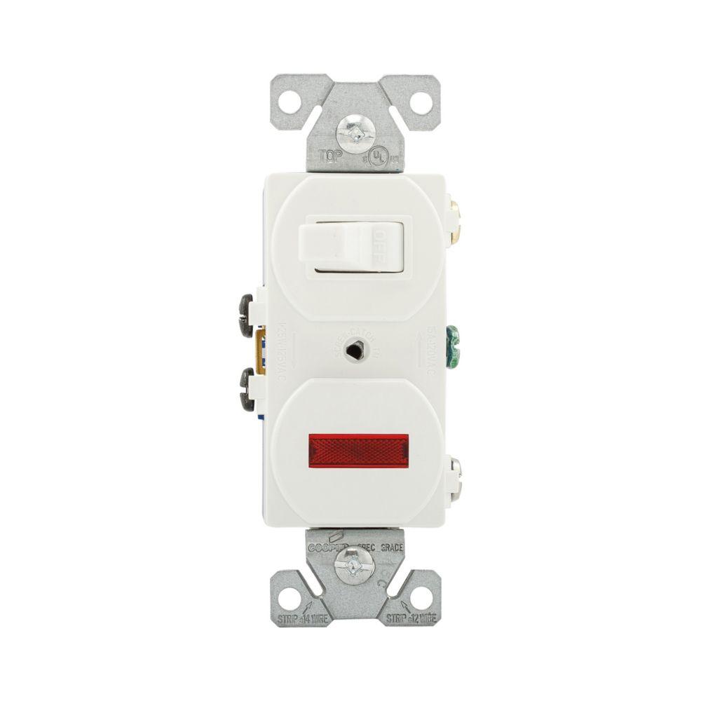 Switch Duplex Comb SP/PL 15A 120V WH