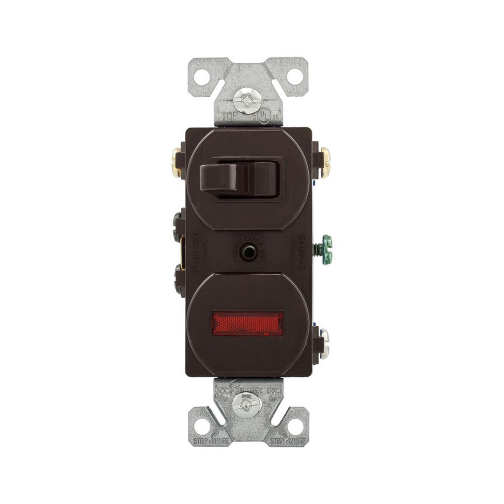 Switch Duplex Comb 3Way/PL 15A 120V BR