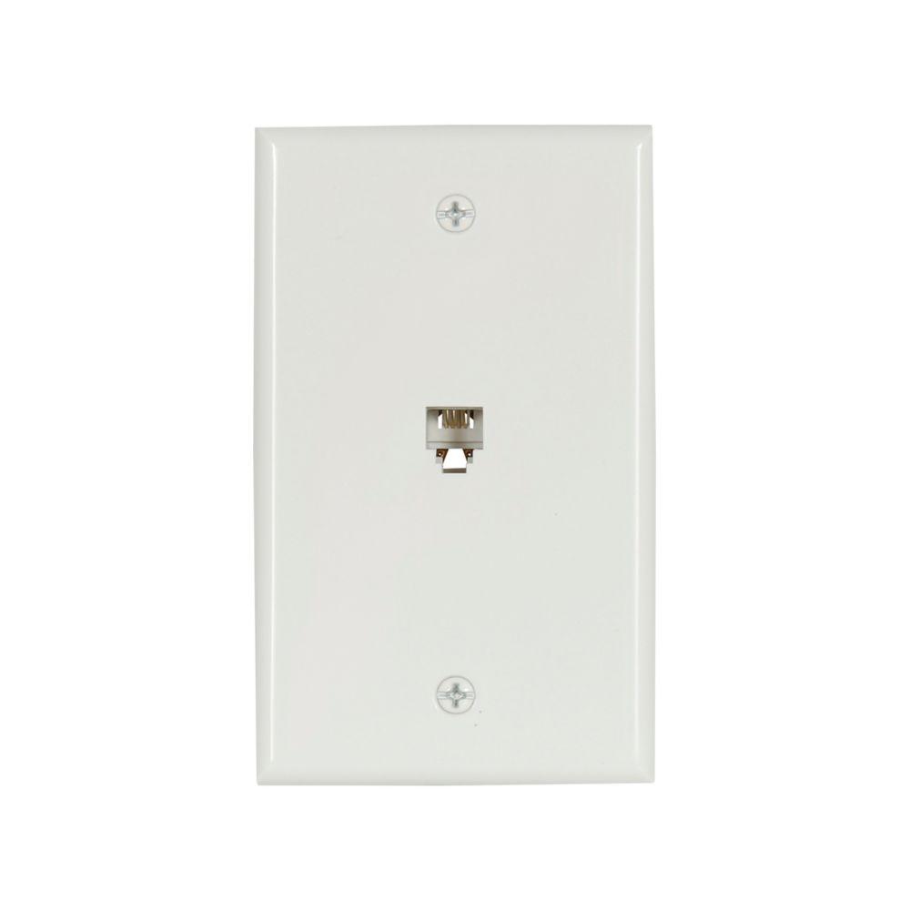 Phone Jack Sgl Flush Mnt 4Cond Std UL WH