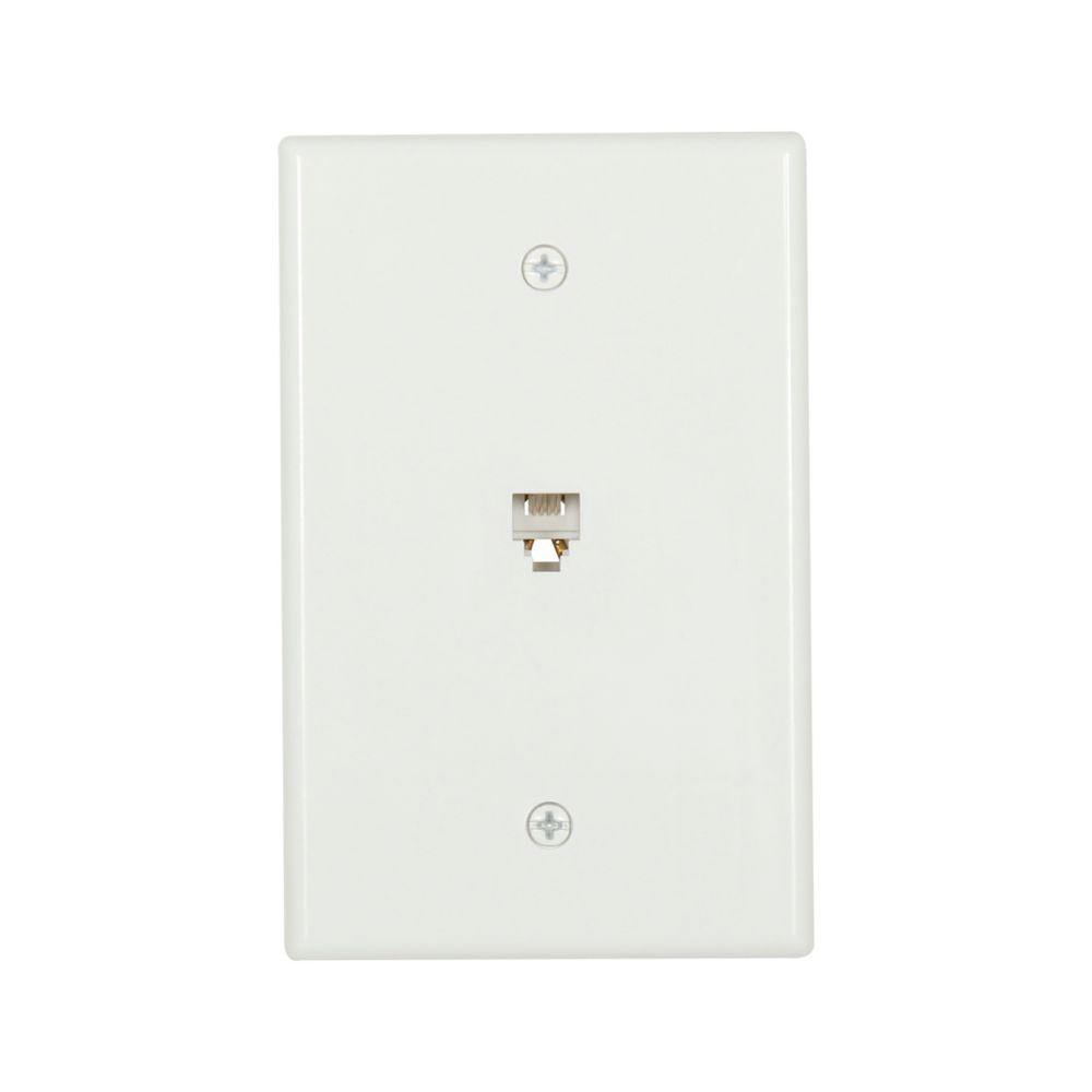 Phone Jack Sgl Flush Mnt 4Cond Mid UL WH