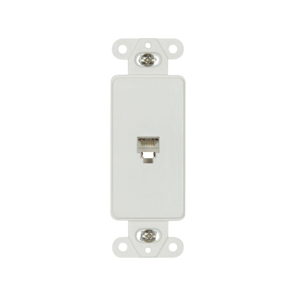 Phone Jack Sgl Decorator Strap 6 Cond WH