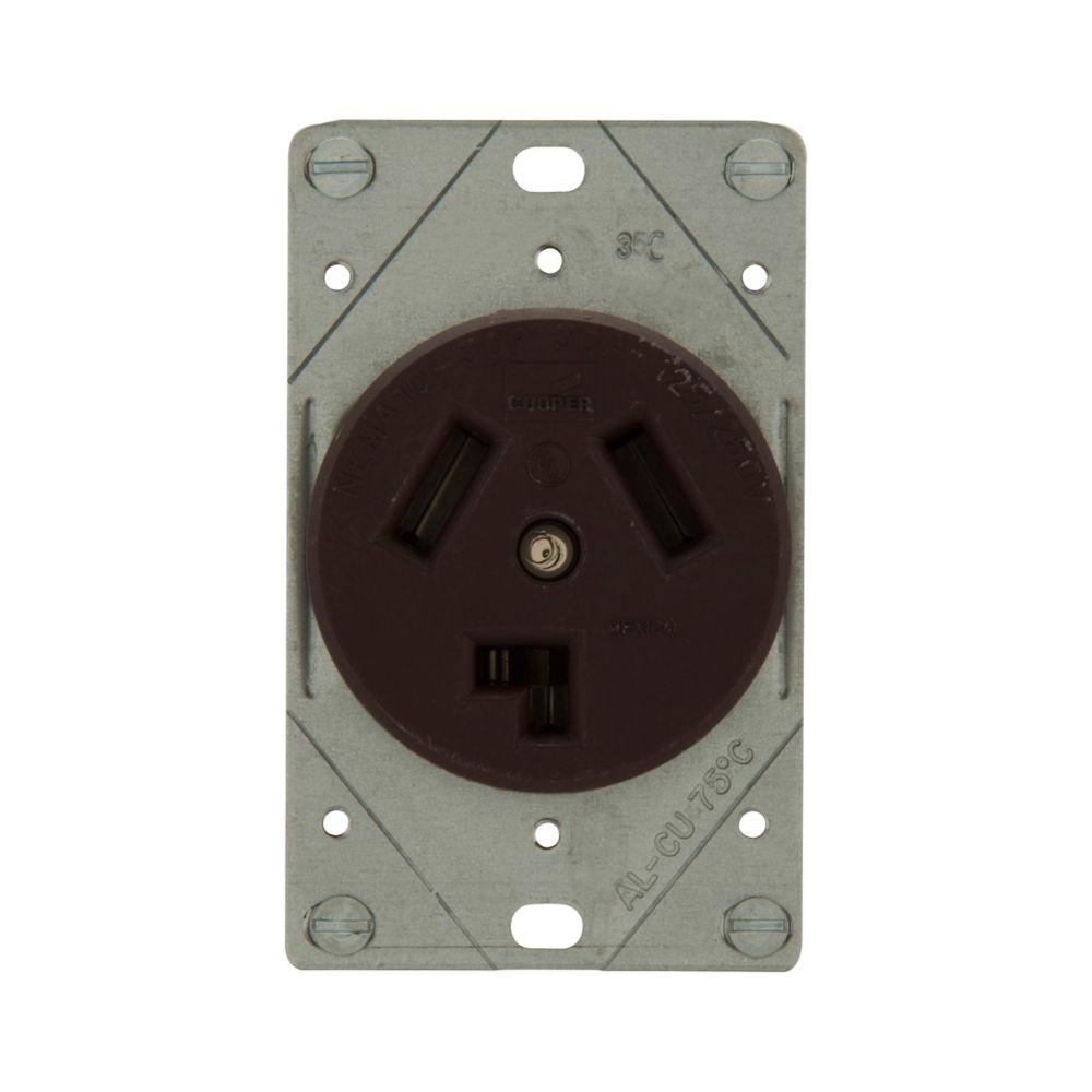 Recp Sgl Flush 30A 125/250V 3P3W Str BR