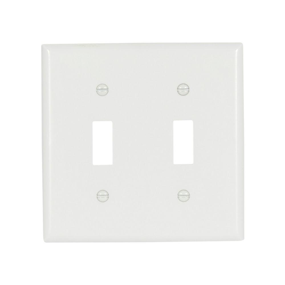 Wallplate 2G Toggle Thrmst Std Deep WH