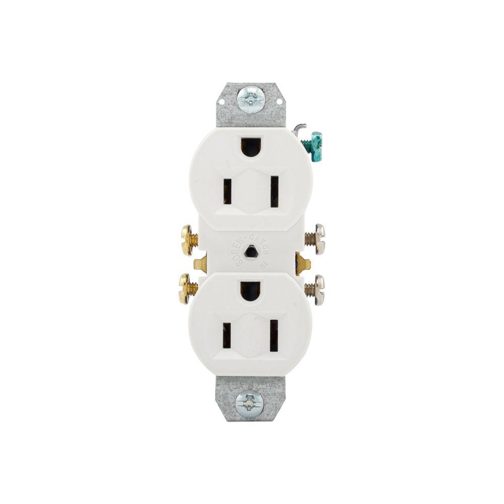Recp Dup 15A 125V 2P3W Str W/O Ears WH