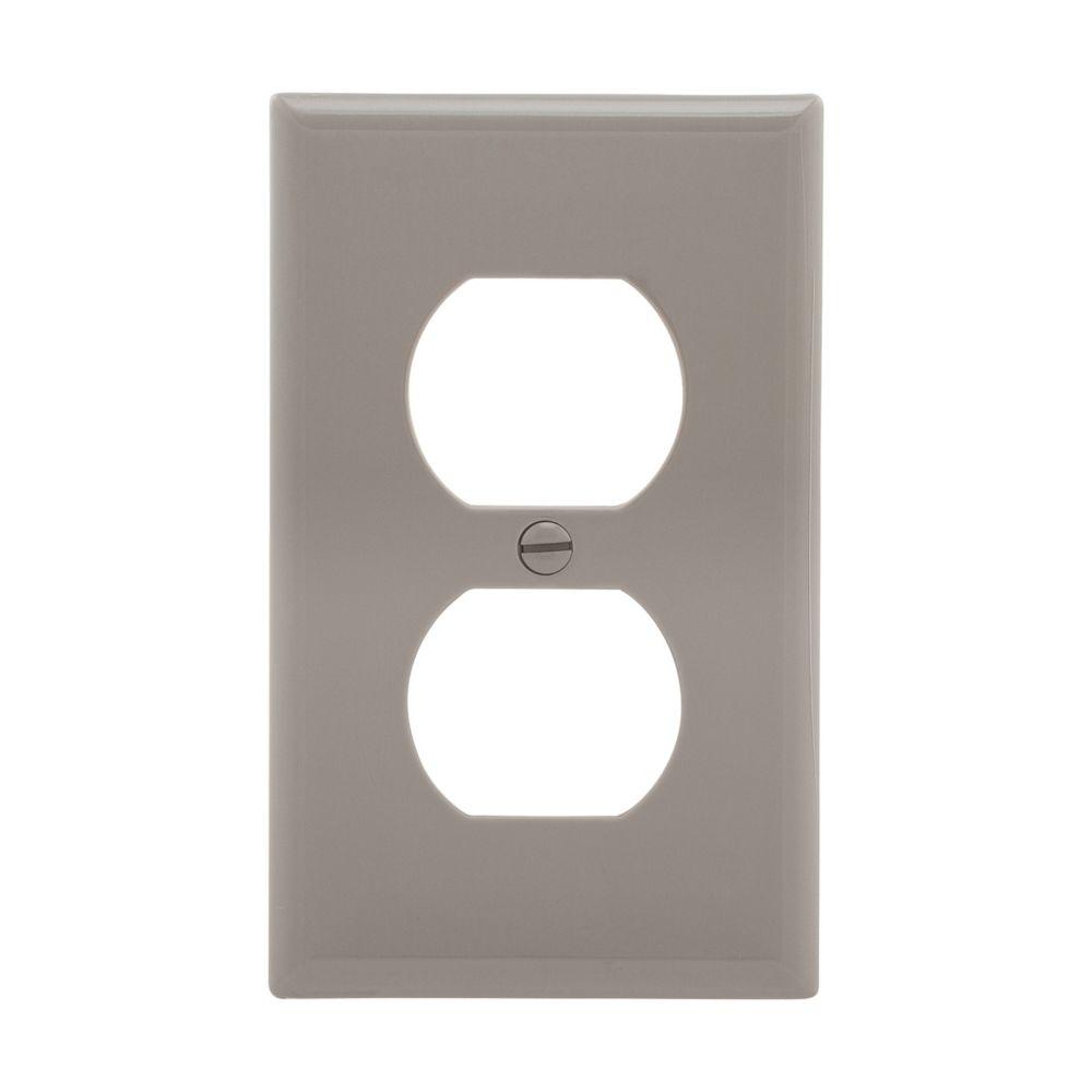 Wallplate 1G Duplex Recp Nylon Std GY