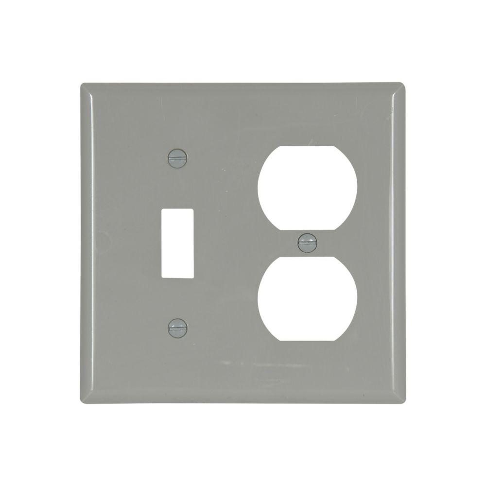 Wallplate 2G Toggle/Duplex Nylon Std GY