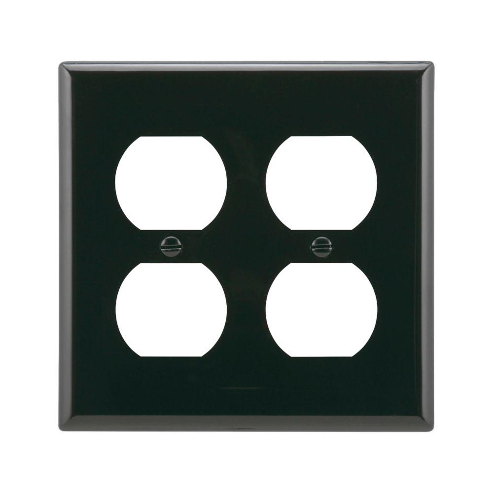Wallplate 2G Duplex Recp Nylon Std BK