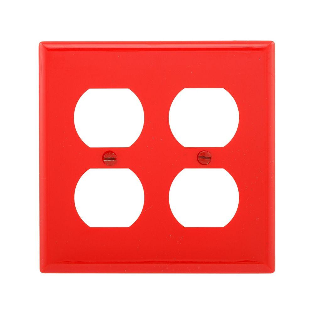Wallplate 2G Duplex Recp Nylon Std RD