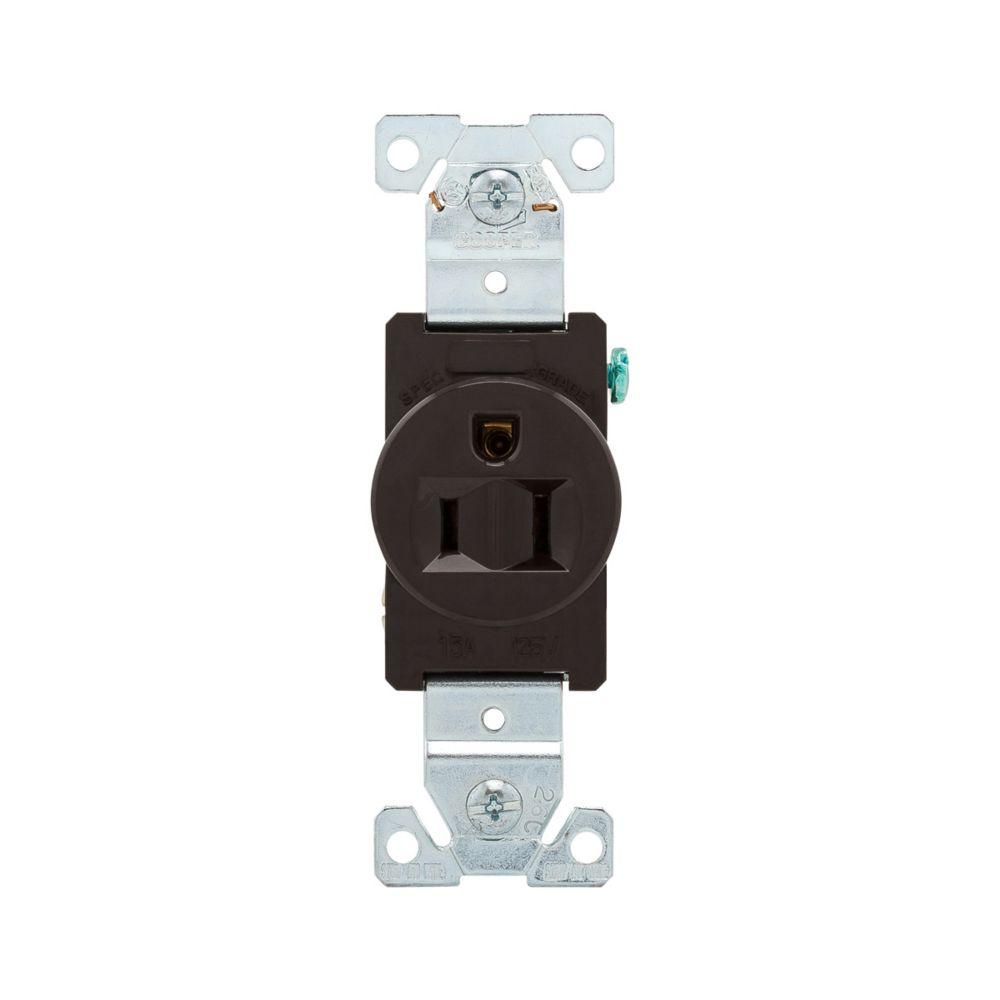 Recp Sgl 15A125V 2P3W Brass Strap B&S BR