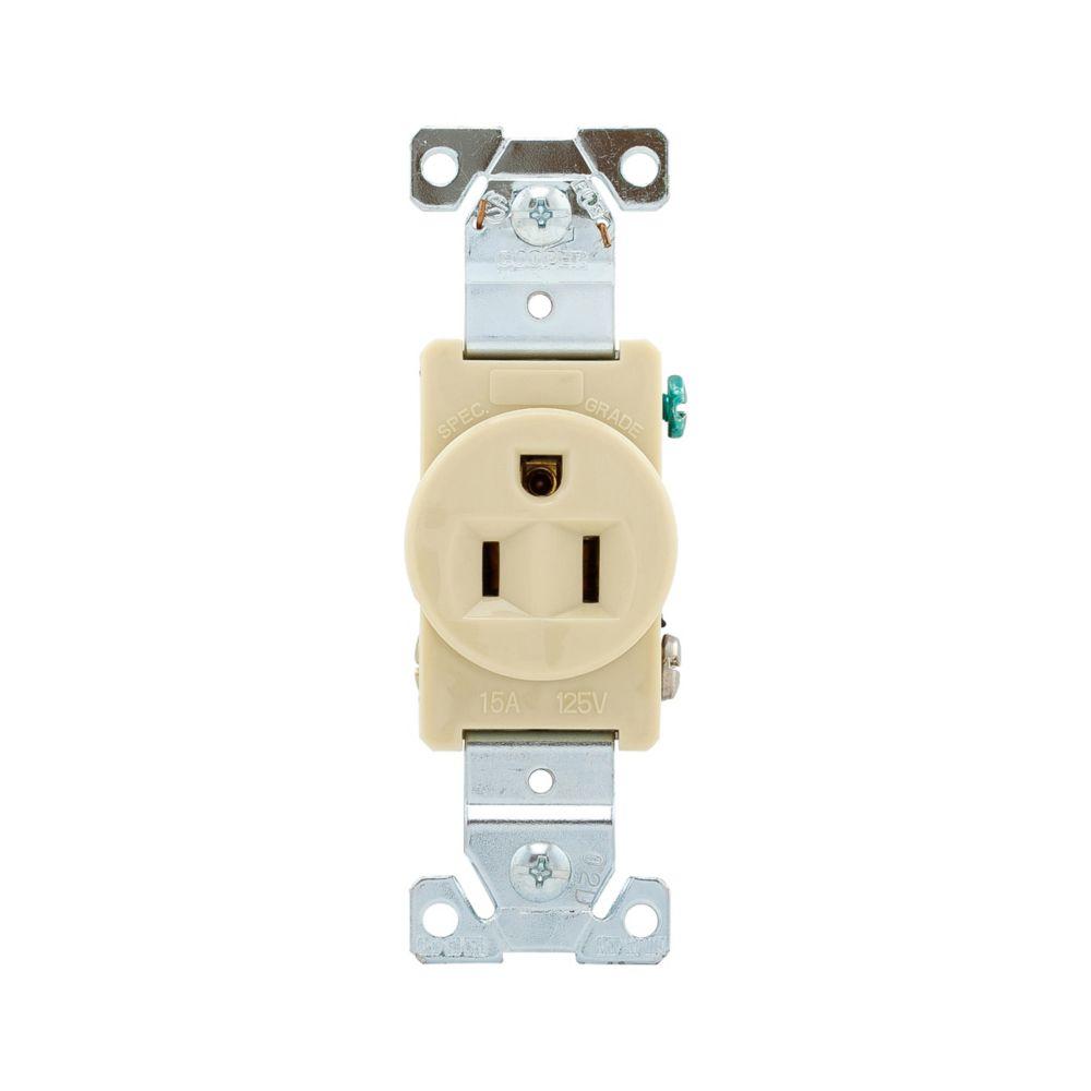 Recp Sgl 15A125V 2P3W Brass Strap B&S IV