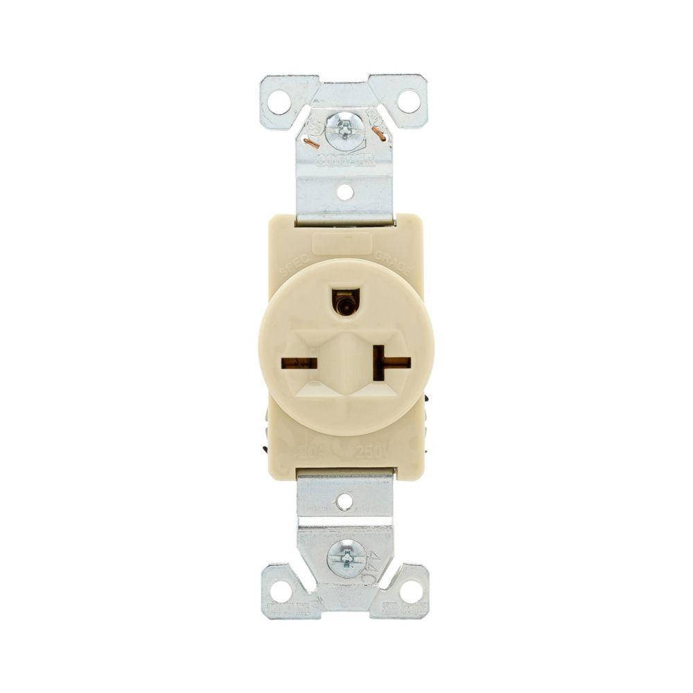 Recp Sgl 20A250V 2P3W Brass Strap B&S IV