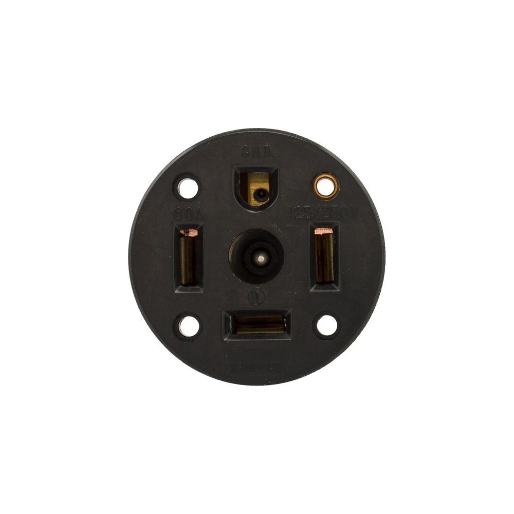 Recp Panel Mount 60A 125/250V 3P4W BK