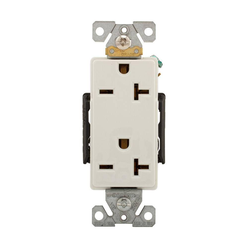 Recp Deco Duplex 20A250V 2P3W B/Swire WH
