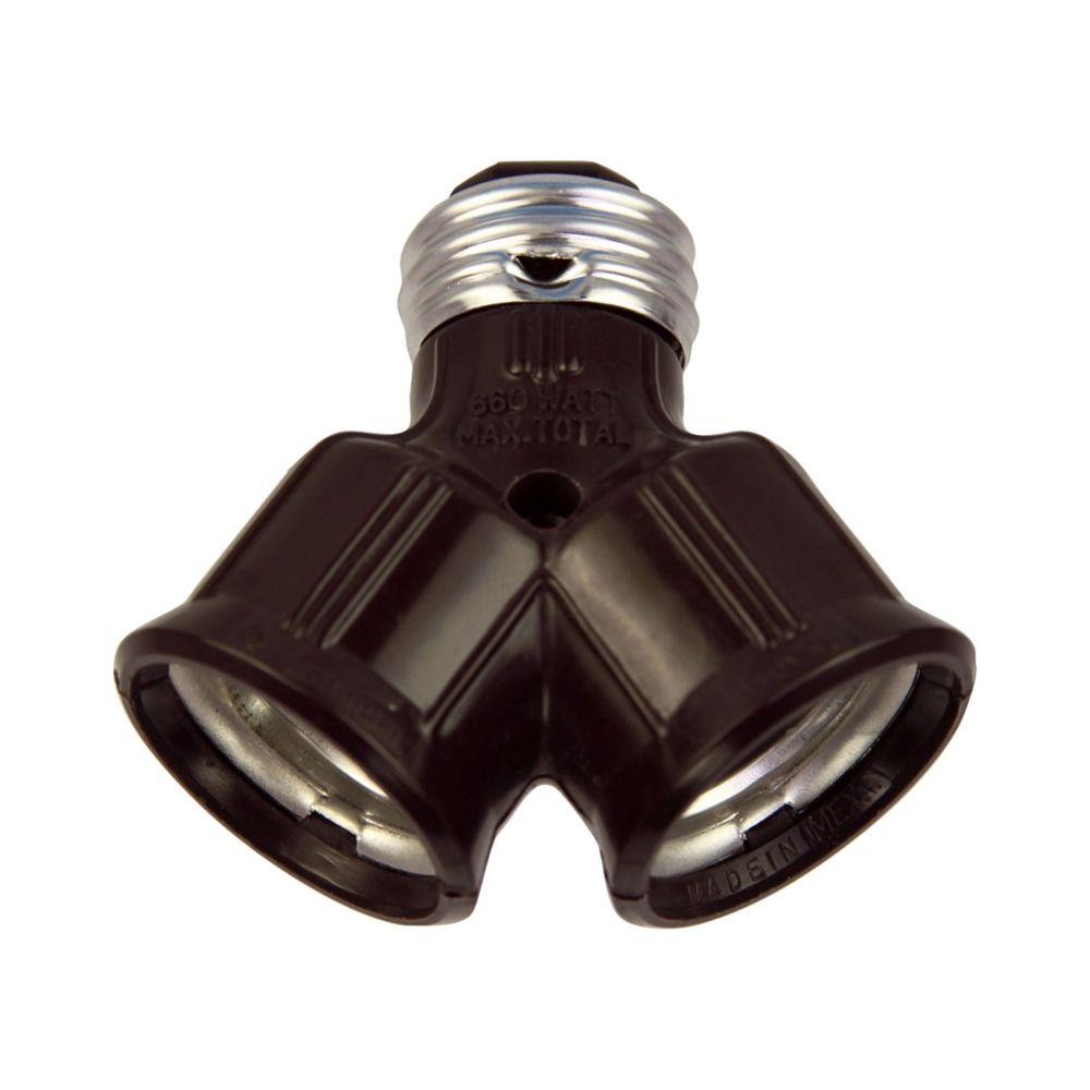 Socket Adap Dual Med Base Keyless &#34;Y&#34; BR