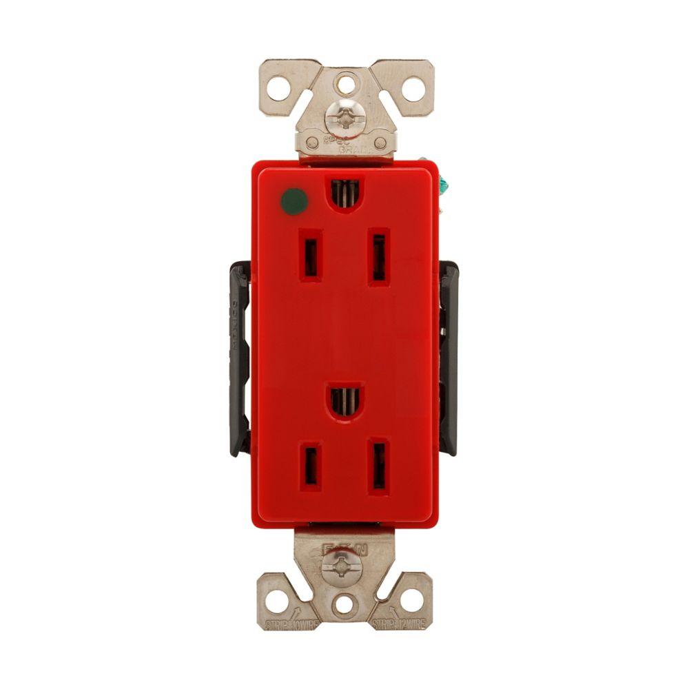 Recp HG Deco Dup 15A125V 2P3W Str B&S RD