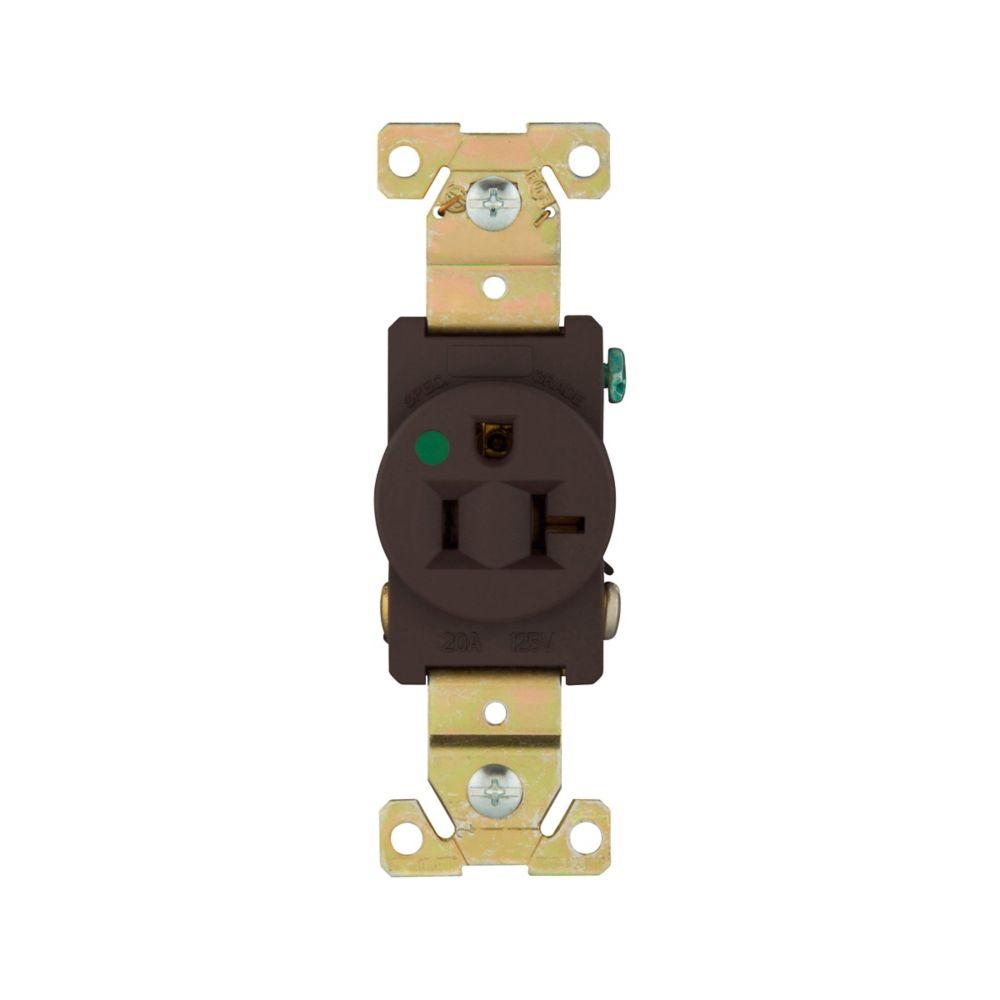 Recp HG Sgl 20A 125V 2P3W Str B/Swire BR