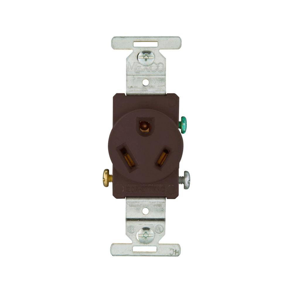 Recp Single 20A 277V 2P3W Str Swire BR