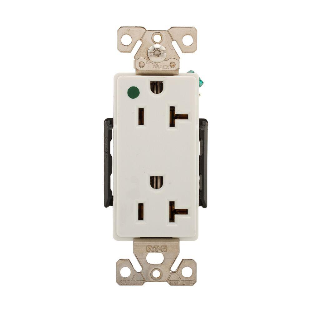 Recp HG Deco Dup 20A125V 2P3W Str B&S WH