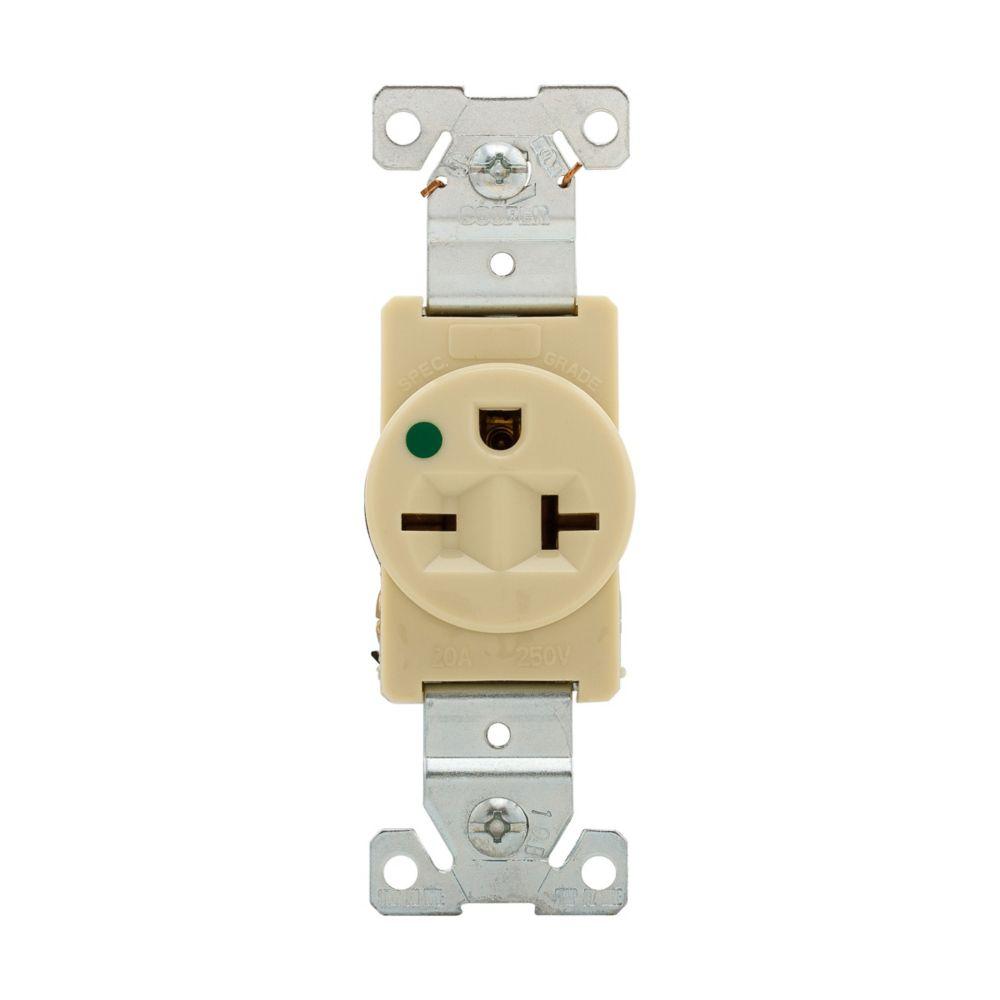 Recp HG Sgl 20A 250V 2P3W Str B/Swire IV