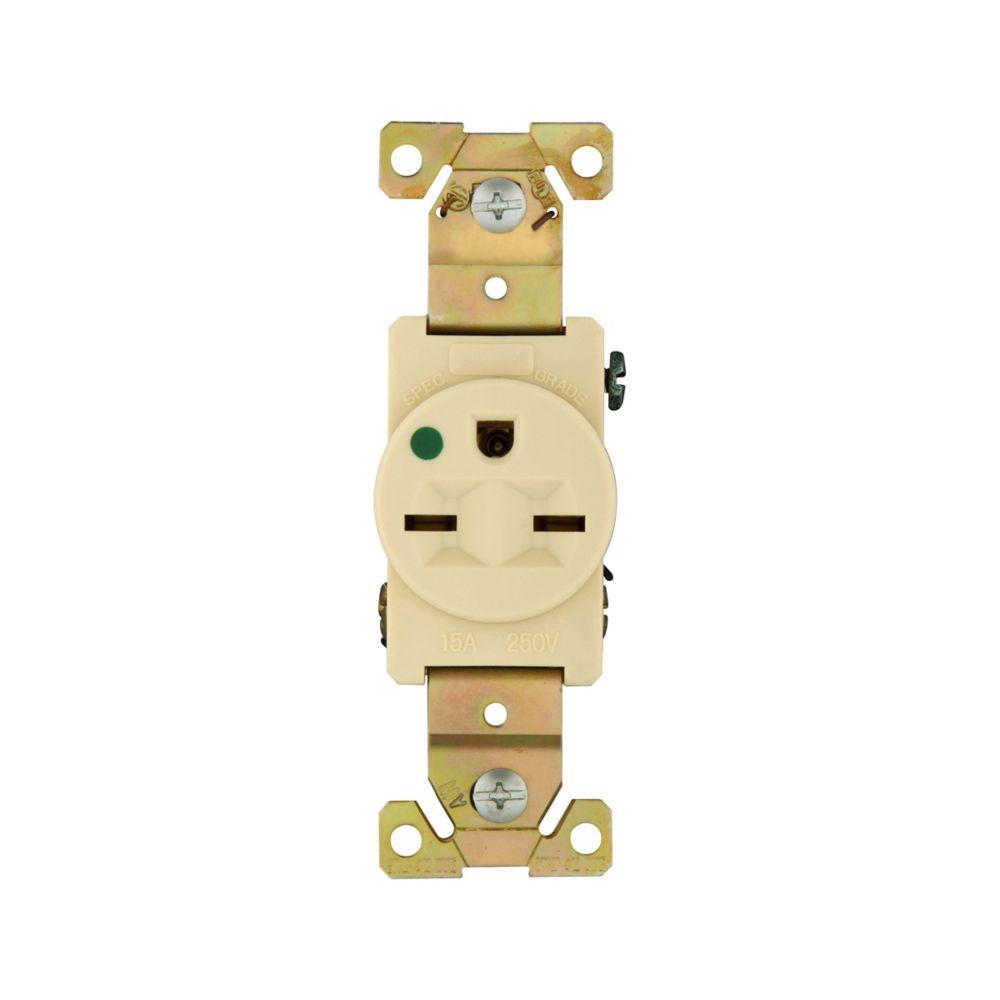 Recp HG Sgl 15A 250V 2P3W Str B/Swire IV