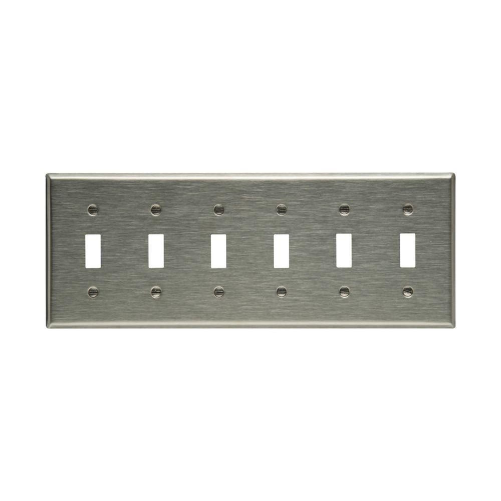 Wallplate 6G Toggle Std SS