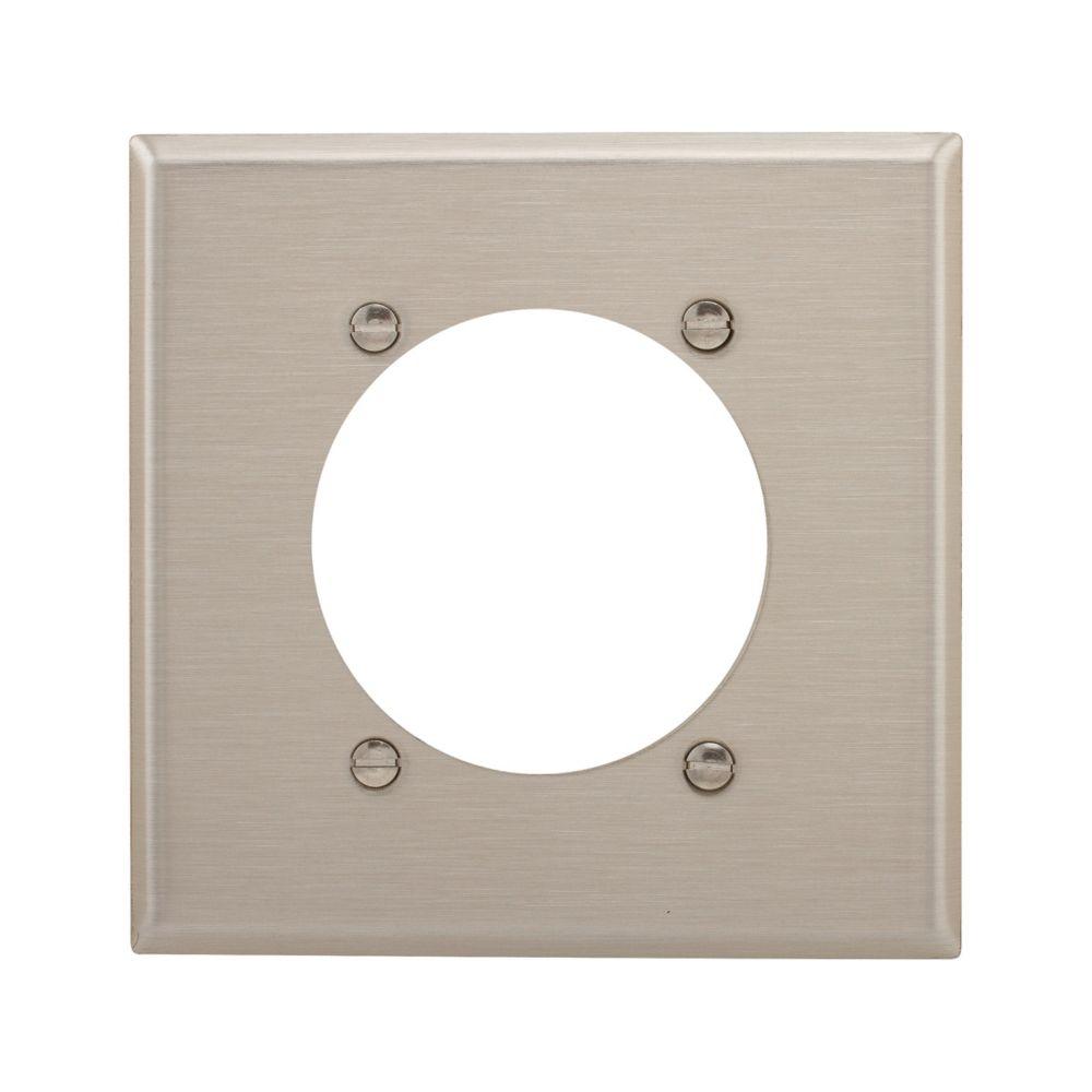 Wallplate 2G Sgl Recp 2.4688&#34;Hole Std SS