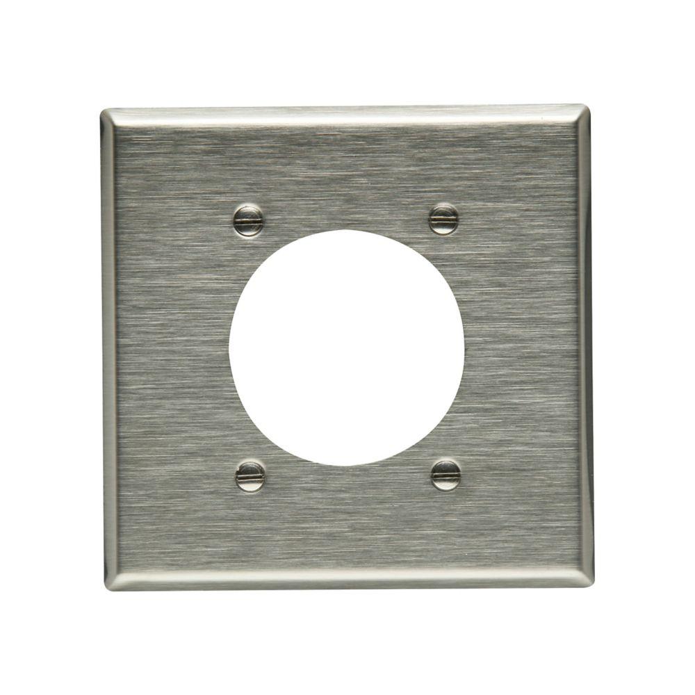 Wallplate 2G Sgl Recp 2.1563&#34;Hole Std SS